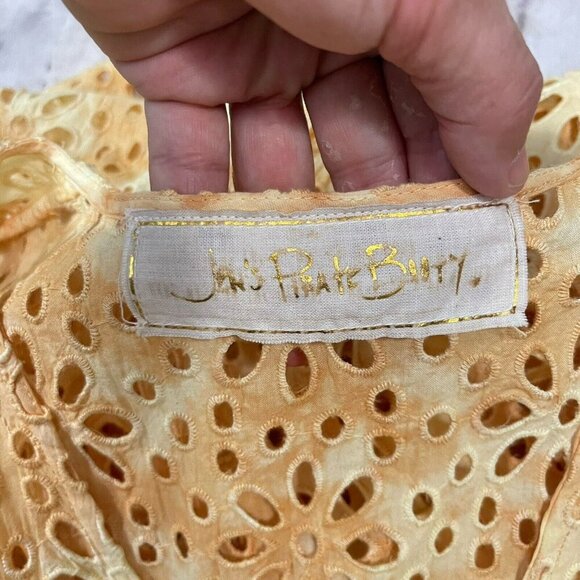 Jen’s Pirate Booty Shine On Kaftan Eyelet Maxi Dress Cover Up Yellow M / L - Picture 10 of 16